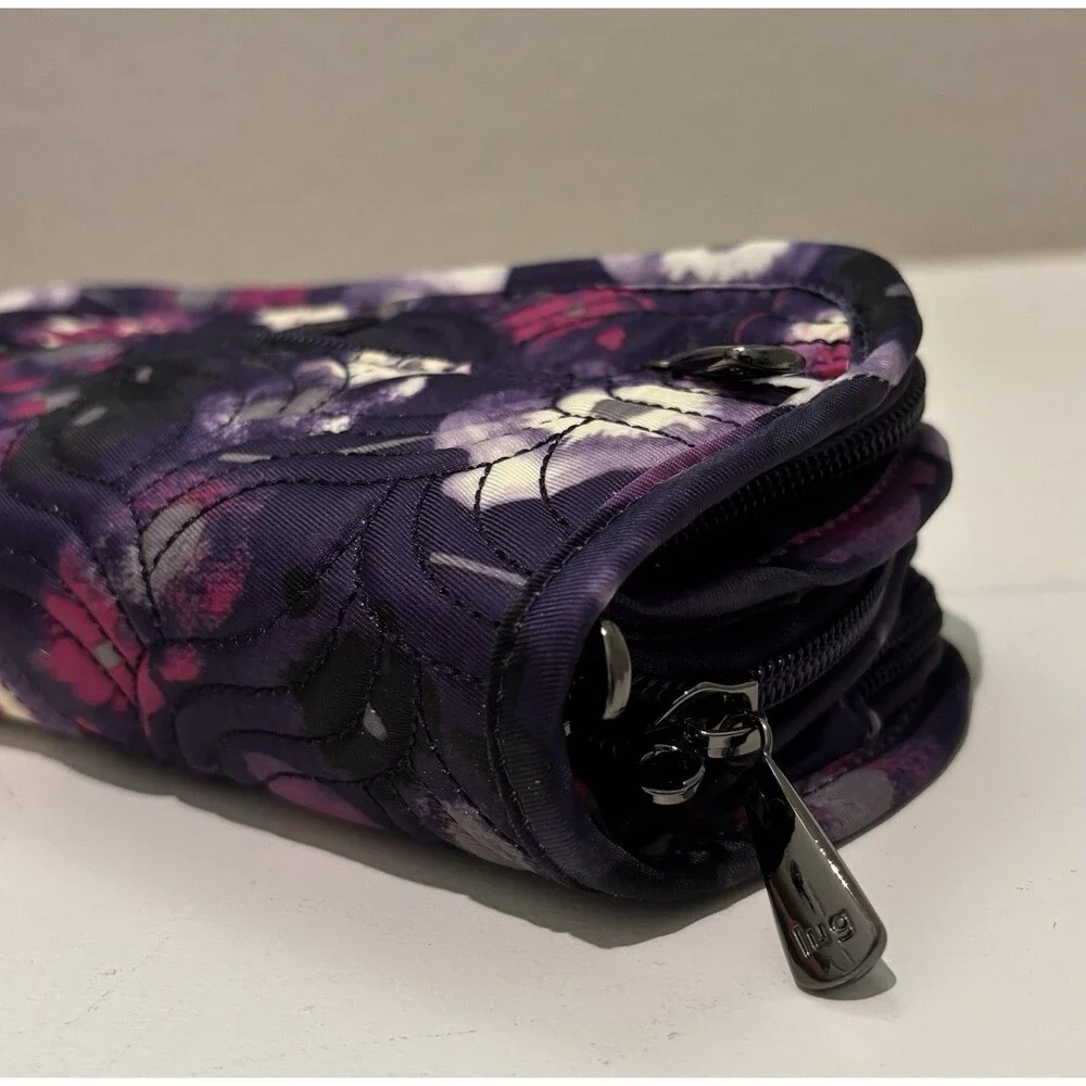 Lug Flipper Jewelry Accessory Travel Pouch Purple Floral Watercolor